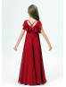 Red Chiffon Cross Back Awesome Junior Bridesmaid Dress